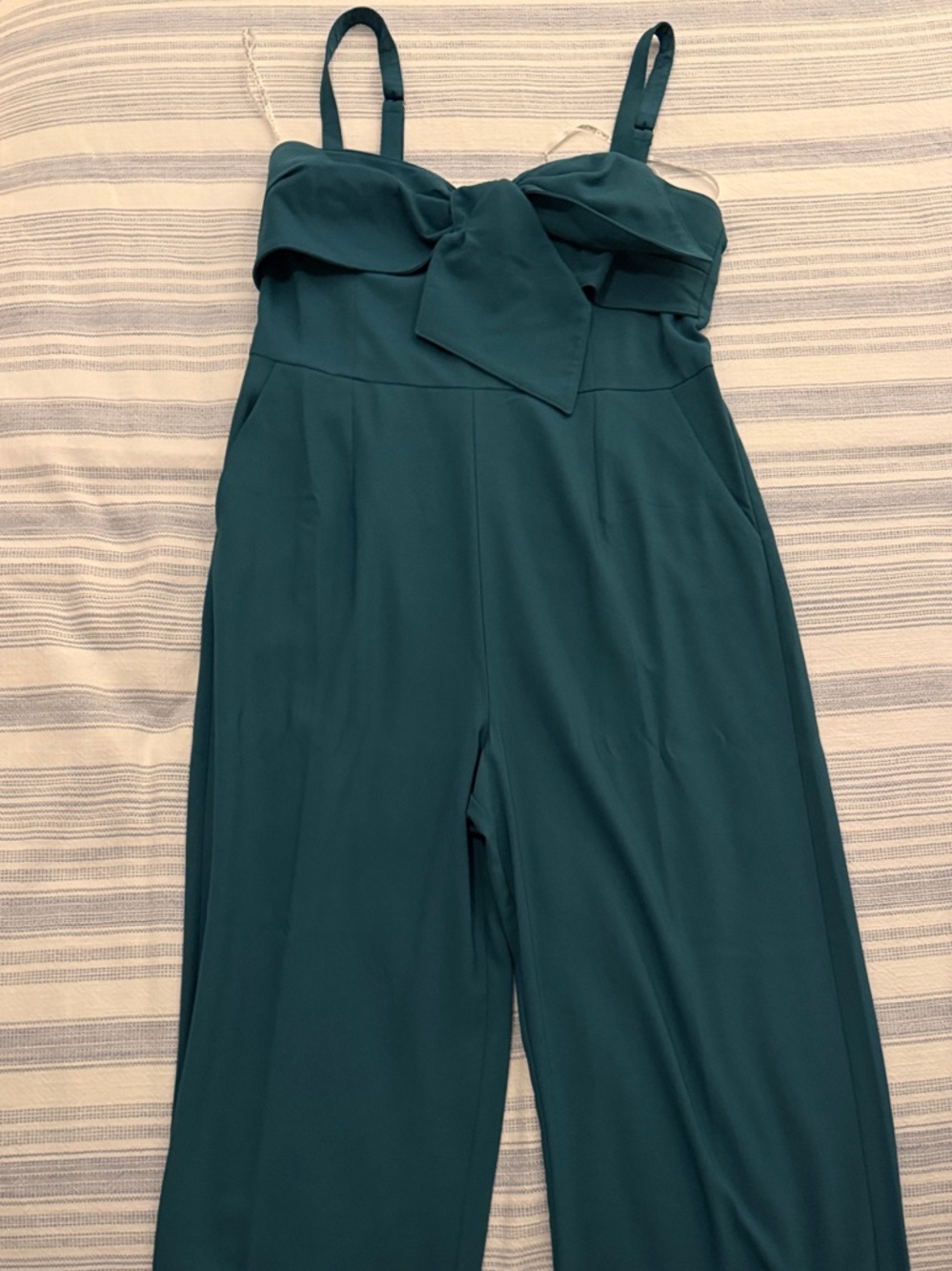 Lilly Pulitzer Dark Green Bow-Front Strap Full Length Jumpsuit